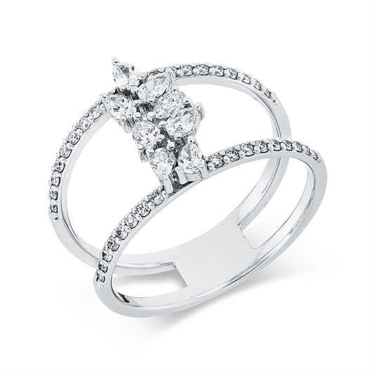 Ring 18 kt WG, 8 Tropfen 0,41 ct, I-si, 35 Brill. 0,27 ct, TW-si