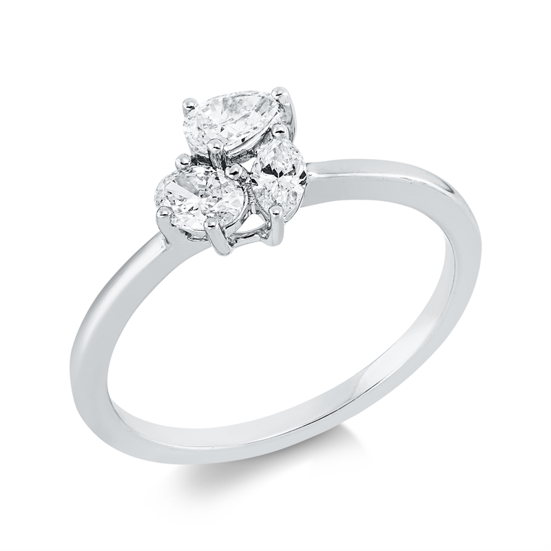 Ring 18 kt WG, 3 Fant-Schl. 0,44 ct, TW-si