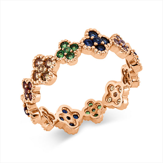 Ring 18 kt RG, 60 Saphire 1,28 ct fancy