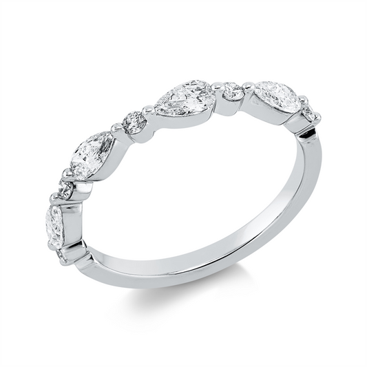 Ring 18 kt WG, 9 Fant-Schl. 0,65 ct, TW-si