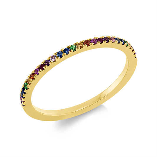 Ring 14 kt GG, 27 Saphire 0,16 ct fancy