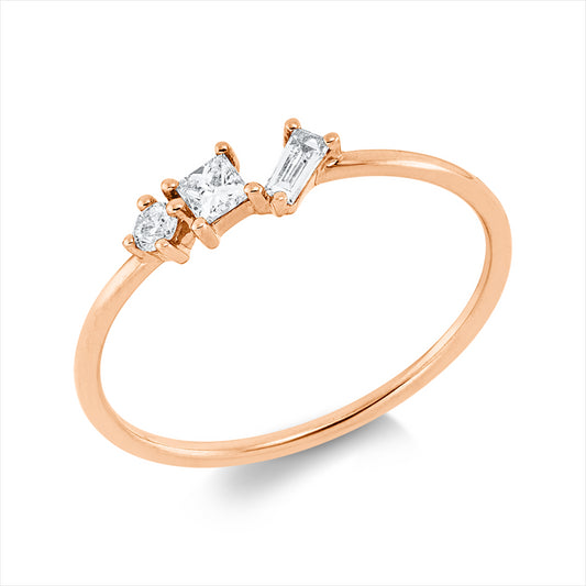 Ring 18 kt RG, 3 Fant-Schl. 0,15 ct, TW-vsi