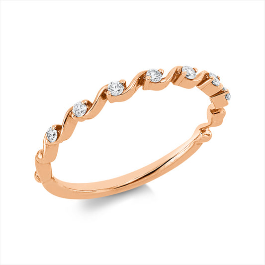 Ring 14 kt RG, 7 Brill. 0,10 ct, W-si/pi