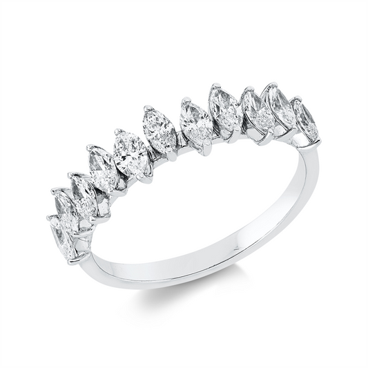 Ring 18 kt WG, 11 Nav. 0,94 ct, TW-si