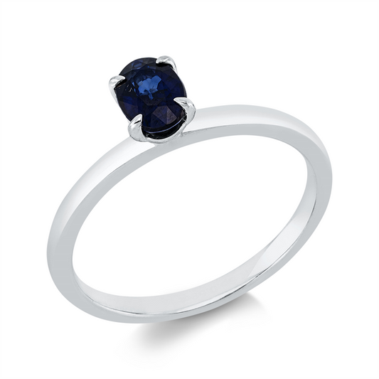 Ring 18 kt WG, 1 Saphir 0,59 ct blau