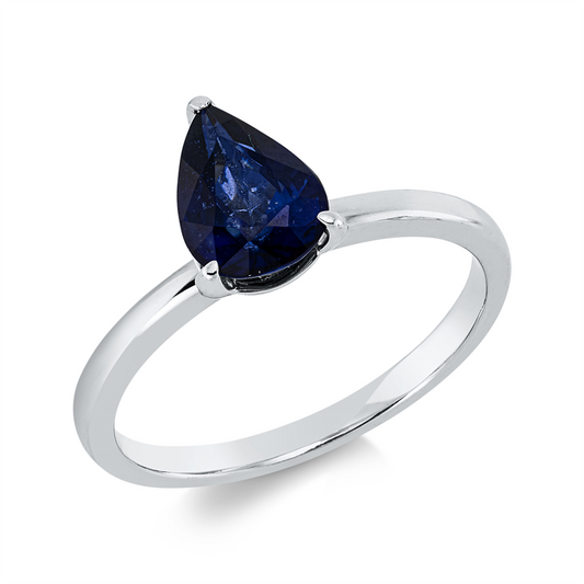 Ring 18 kt WG, 1 Saphir 1,36 ct blau