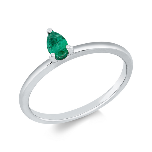 Ring 18 kt WG, 1 Smaragd 0,23 ct grün