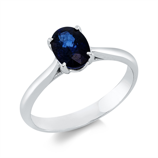 Ring 18 kt WG, 1 Saphir 1,16 ct blau