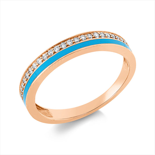 Ring 18 kt RG, 26 Brill. 0,13 ct, TW-si, 1 Emaille blau