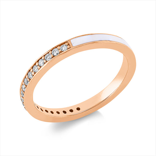 Ring 18 kt RG, 20 Brill. 0,19 ct, TW-si, 1 Emaille weiß