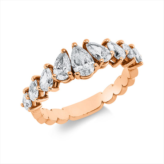 Ring 18 kt RG, 2 Tropfen 0,40 ct, F-si, 1 Tropfen 0,32 ct, F-si, 6 Tropfen 0,63 ct, F-si