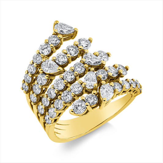 Ring 18 kt GG, 5 Tropfen 0,53 ct, TW-si, 35 Brill. 1,68 ct, TW-si