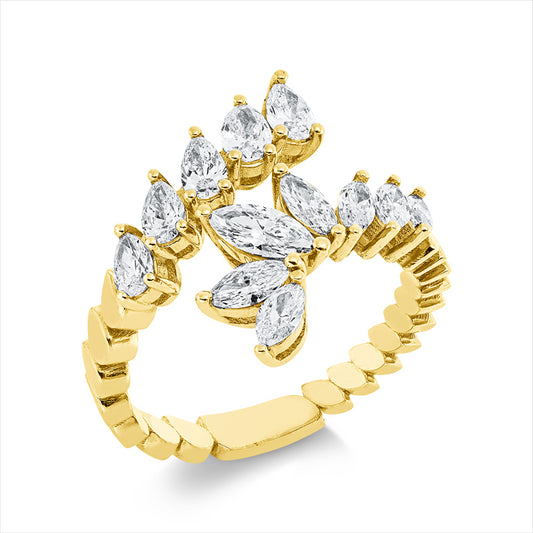 Ring 18 kt GG, 6 Nav. 0,58 ct, F-si, 1 Nav. 0,20 ct, F-si, 5 Tropfen 0,51 ct, F-si