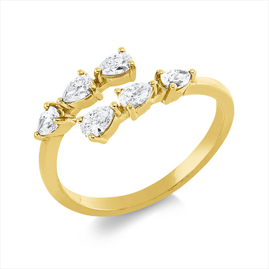 Ring 18 kt GG, 6 Tropfen 0,48 ct, F-si
