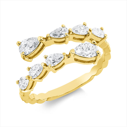 Ring 18 kt GG, 2 Tropfen 0,36 ct, TW-si, 6 Tropfen 0,48 ct, TW-si