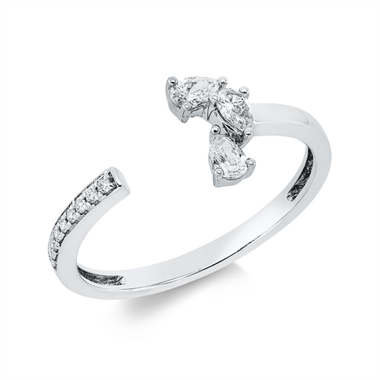 Ring 18 kt WG, 3 Tropfen 0,20 ct, TW-si, 9 Brill. 0,04 ct, TW-si