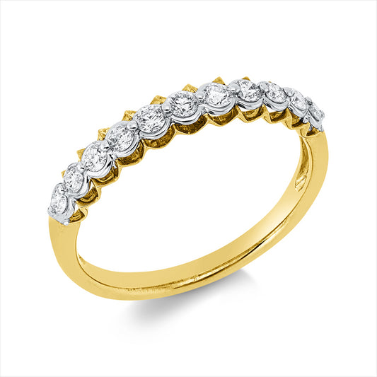 Ring 18 kt GG+WG, 7 Brill. 0,20 ct, TW-si, 4 Brill. 0,09 ct, TW-si