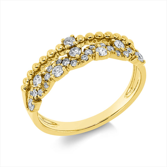 Ring 18 kt GG, 1 Brill. 0,02 ct, TW-si, 7 Brill. 0,18 ct, TW-si, 18 Brill. 0,11 ct, TW-si
