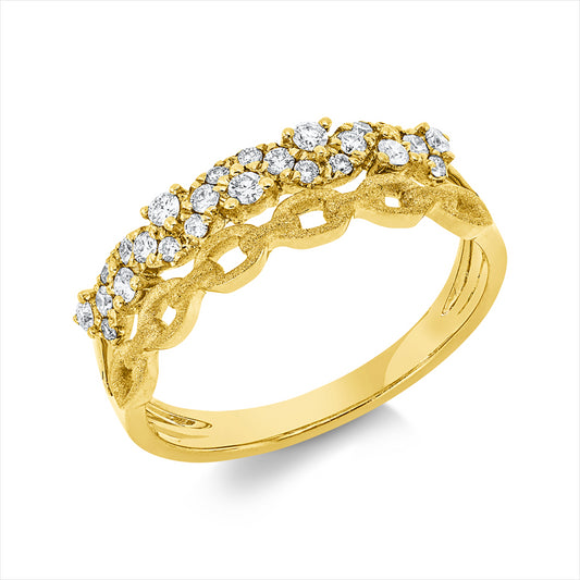 Ring 18 kt GG, mattiert, 13 Brill. 0,18 ct, TW-si, 12 Brill. 0,07 ct, TW-si