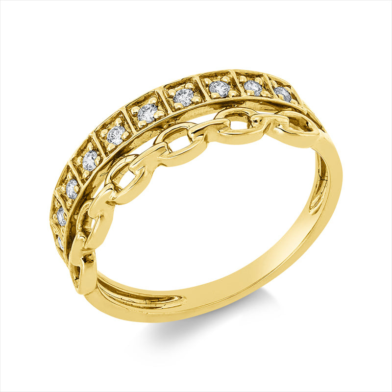 Ring 18 kt GG, 10 Brill. 0,11 ct, TW-si