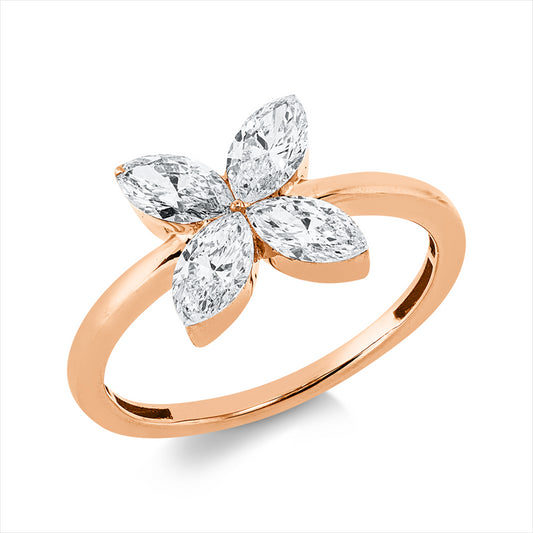Ring 18 kt RG, 4 Nav. 1,12 ct, TW-si