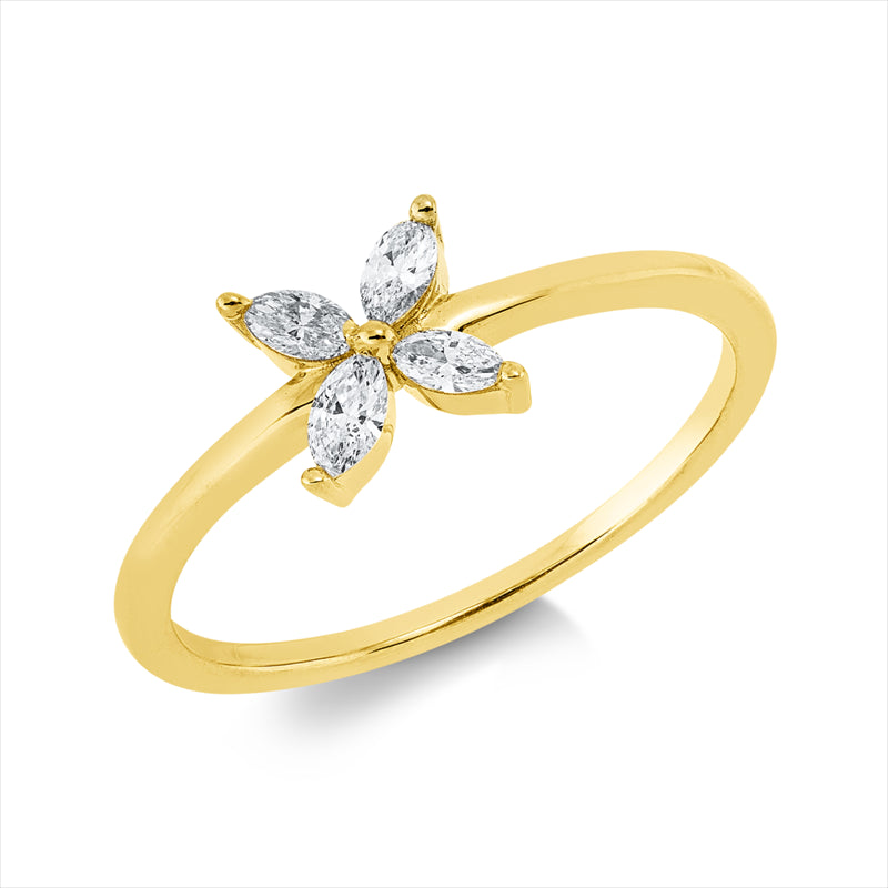 Ring 18 kt GG, 4 Nav. 0,24 ct, TW-si