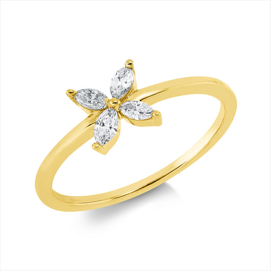 Ring 18 kt GG, 4 Nav. 0,24 ct, TW-si