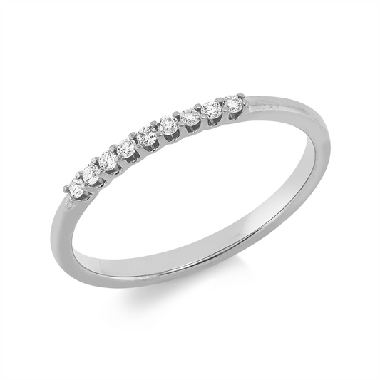 Ring 14 kt WG, 9 Brill. 0,10 ct, TW-si
