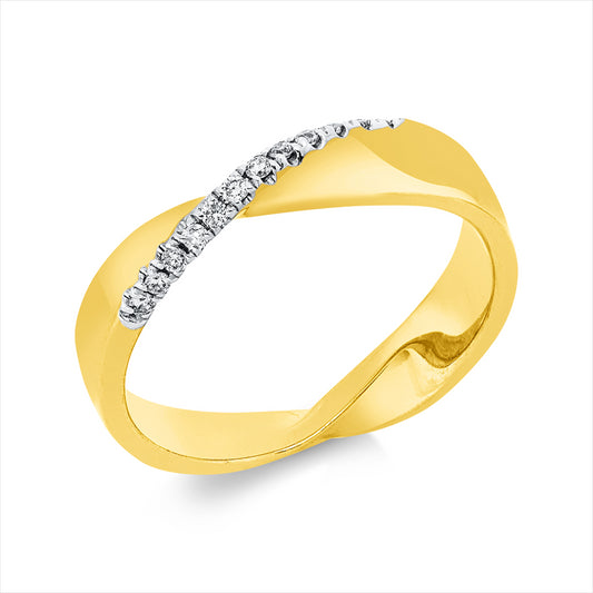 Ring 18 kt GG+WG, 12 Brill. 0,08 ct, I-si