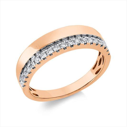 Ring 18 kt RG+WG, 19 Brill. 0,18 ct, W-pi