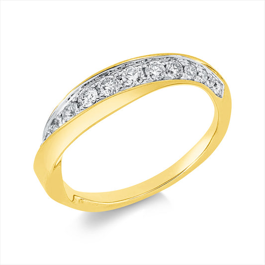 Ring 18 kt GG+WG, 15 Brill. 0,33 ct, W-pi