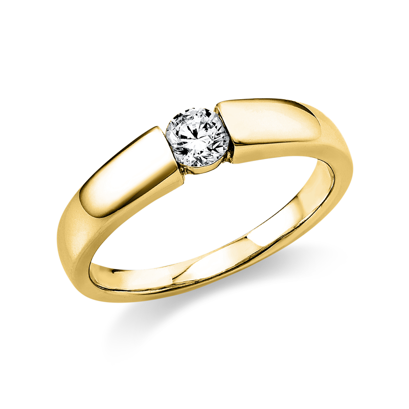 Ring 18 kt GG, poliert, 1 Brill. 0,25 ct, TW-si