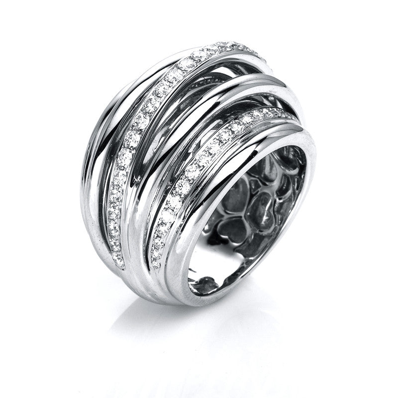 Ring 18 kt WG, 60 Brill. 0,90 ct, TW-vsi
