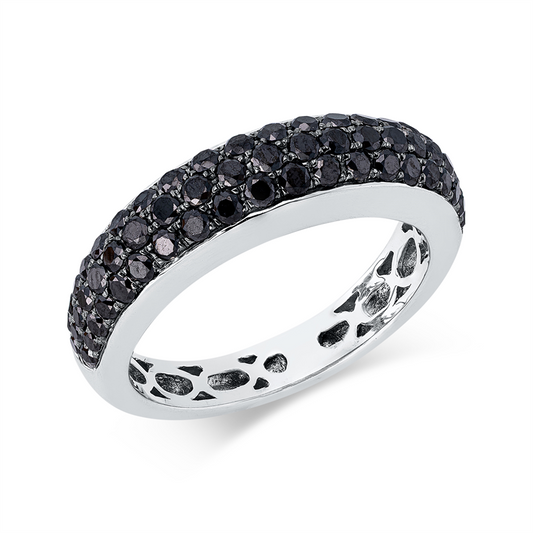 Ring 18 kt WG, Fassung schwarz rhodiniert, 61 Brill. 1,02 ct, schwarz