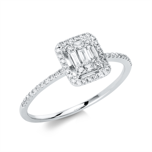 Ring 14 kt WG, 52 Brill. 0,16 ct, TW-si, 5 Brill. 0,12 ct, TW-si