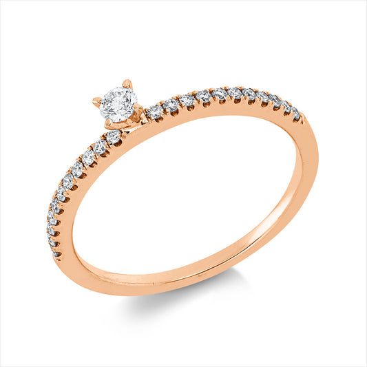 Ring 18 kt RG, 1 Brill. 0,08 ct, TW-si, 22 Brill. 0,12 ct, TW-si
