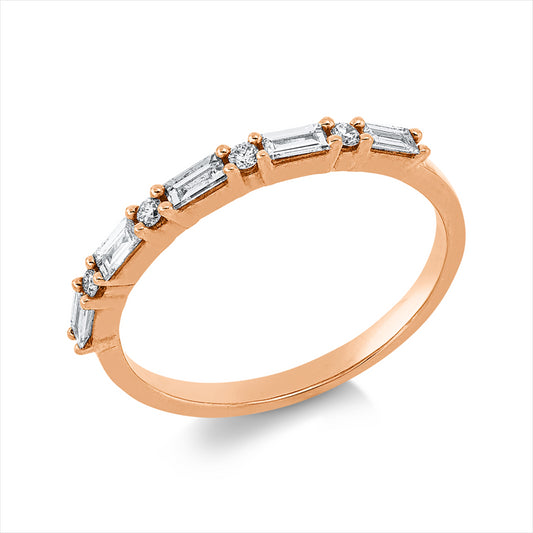 Ring 18 kt RG, 5 Bag. 0,26 ct, W-si, 4 Brill. 0,06 ct, W-pi