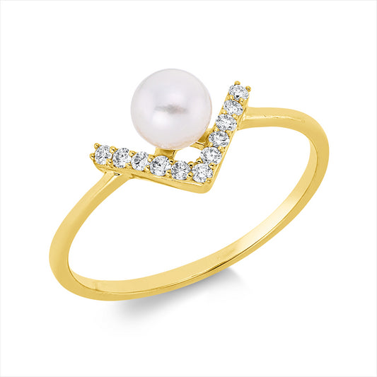 Ring 18 kt GG, 11 Brill. 0,09 ct, TW-vsi/si, 1 SW weiß 4,8 mm