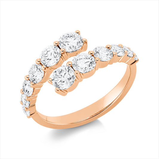 Ring 18 kt RG, 2 Brill. 0,28 ct, 2 Brill. 0,46 ct, 2 Brill. 0,31 ct, 6 Brill. 0,42 ct, TW-vsi/si
