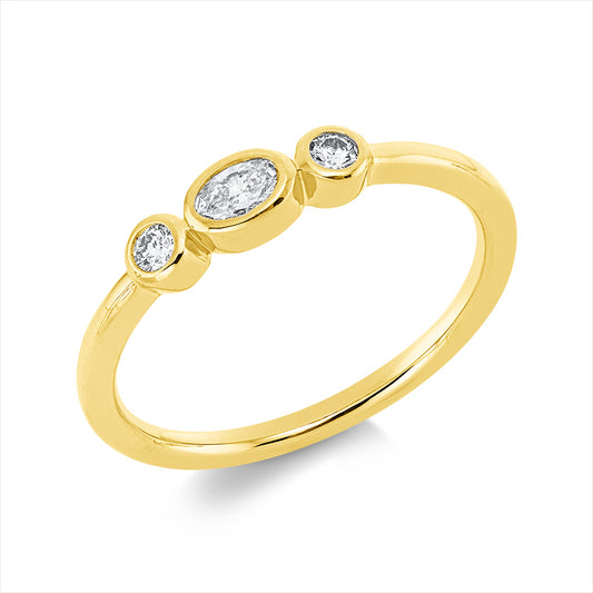 Ring 18 kt GG, 1 Oval 0,12 ct, TW-si, 2 Brill. 0,07 ct, TW-si