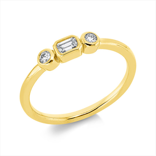 Ring 18 kt GG, 1 Sm.schliff 0,12 ct, TW-si, 2 Brill. 0,08 ct, TW-si