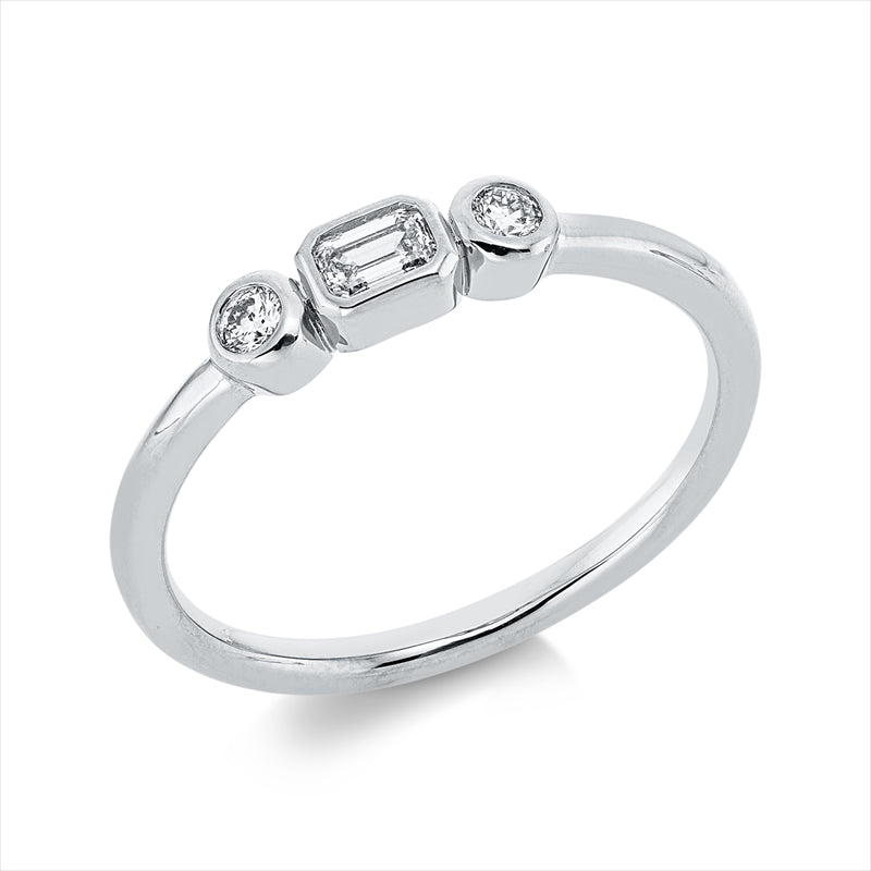 Ring 18 kt WG, 1 Sm.schliff 0,13 ct, TW-si, 2 Brill. 0,08 ct, TW-si