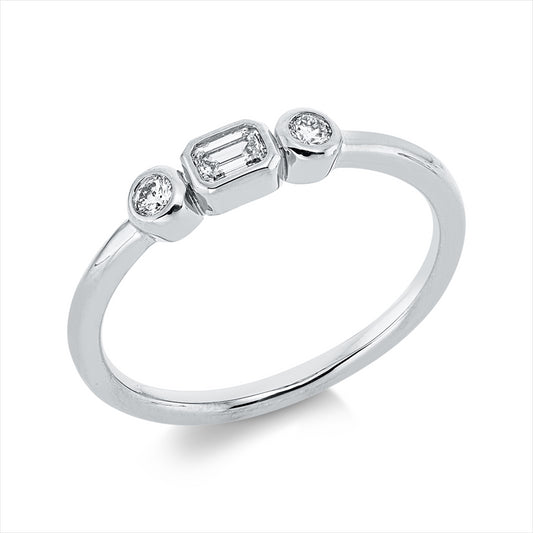 Ring 18 kt WG, 1 Sm.schliff 0,13 ct, TW-si, 2 Brill. 0,08 ct, TW-si