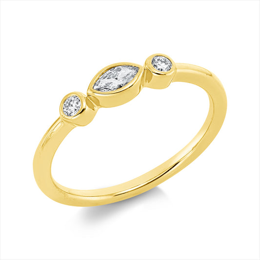 Ring 18 kt GG, 1 Nav. 0,10 ct, TW-si, 2 Brill. 0,08 ct, TW-si