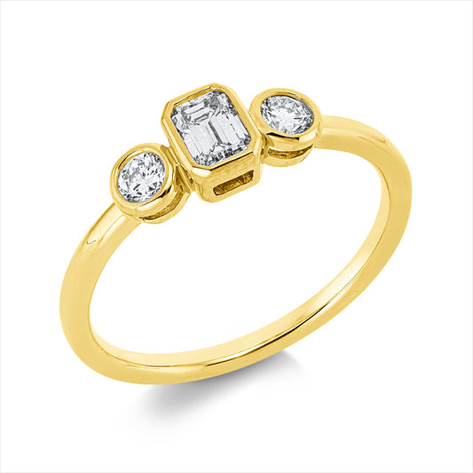 Ring 18 kt GG, 1 Sm.schliff 0,25 ct, TW-si, 2 Brill. 0,20 ct, TW-si