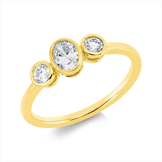 Ring 18 kt GG, 1 Oval 0,24 ct, TW-si, 2 Brill. 0,20 ct, TW-si