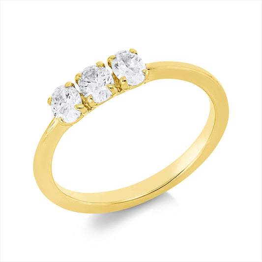Ring 18 kt GG, 3 Oval 0,58 ct, TW-si