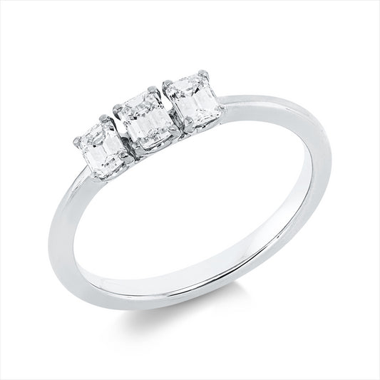 Ring 18 kt WG, 3 Sm.schliff 0,55 ct, TW-si