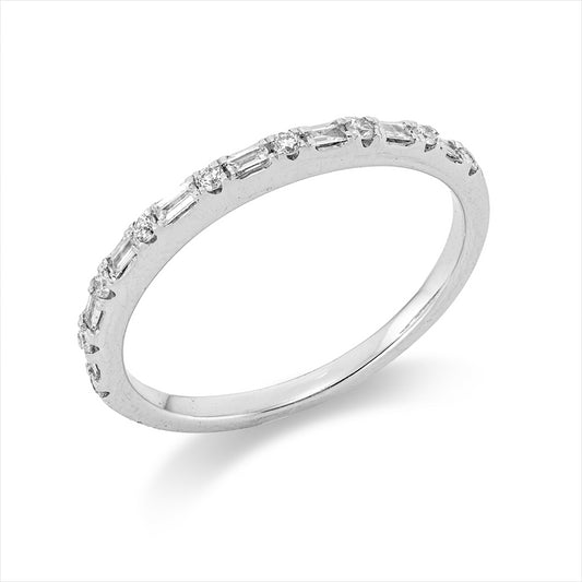 Ring 18 kt WG, 8 Bag. 0,08 ct, TW-si, 9 Brill. 0,10 ct, TW-si