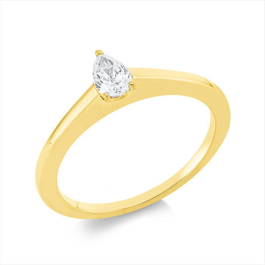 Ring 18 kt GG, 1 Tropfen 0,25 ct, TW-si